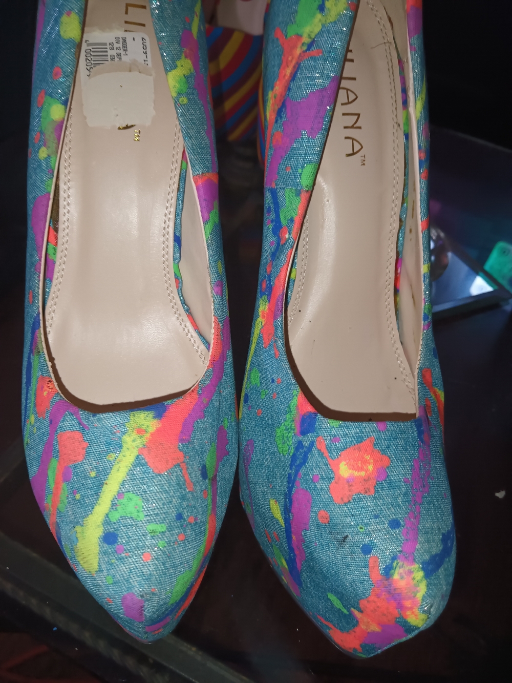 Liliana Multi-Color Paint-Splash Platform Pumps
